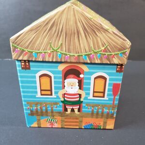 Cute Christmas Tripical Santa Claus at the Beach Cardboard Gift Box 6" Decor